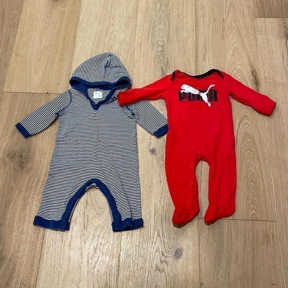 2  3-6 Month Onesies babyGap & Puma Long Sleeve Snap at Legs